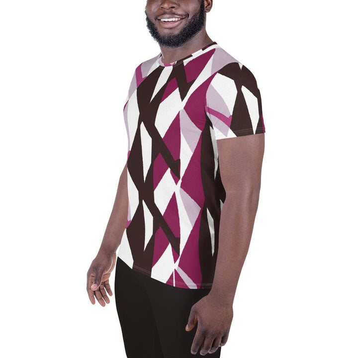 Mens Stretch Fit Athletic Sports T-shirt - Pink Mauve Pattern