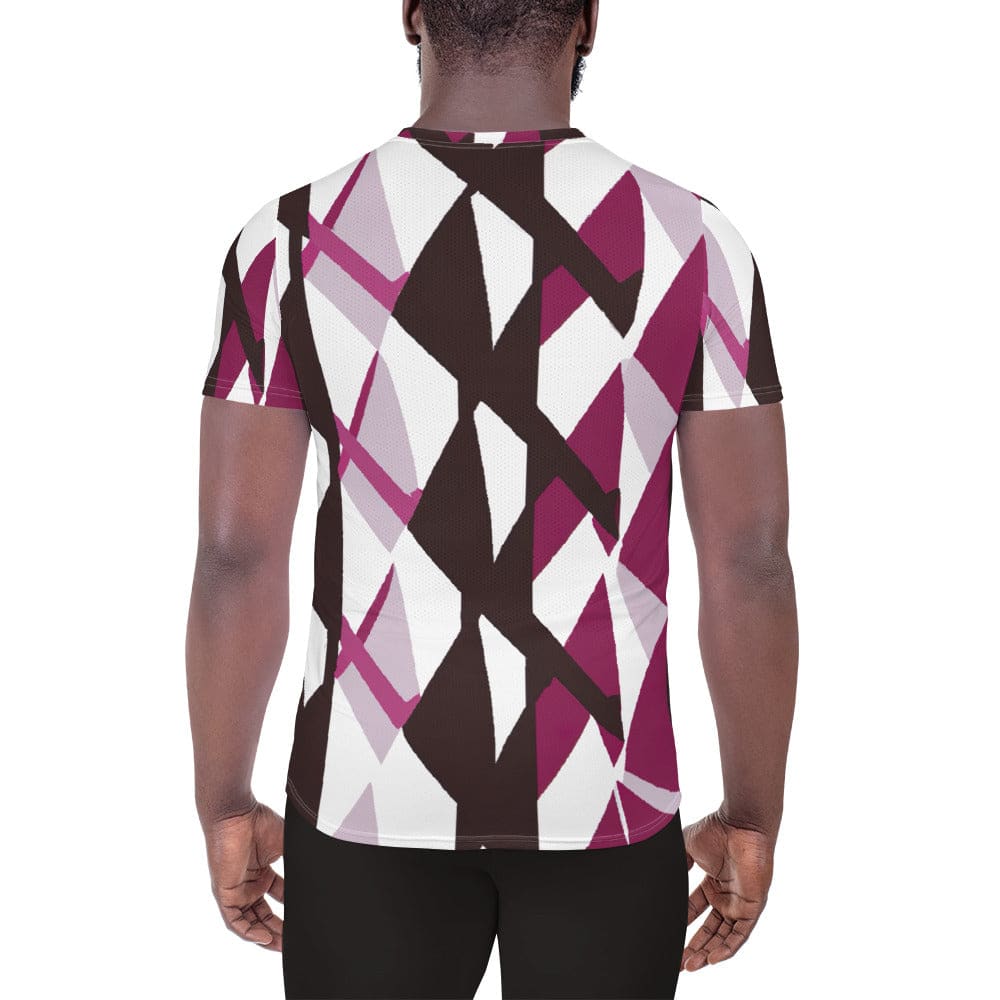 Mens Stretch Fit Athletic Sports T-shirt - Pink Mauve Pattern