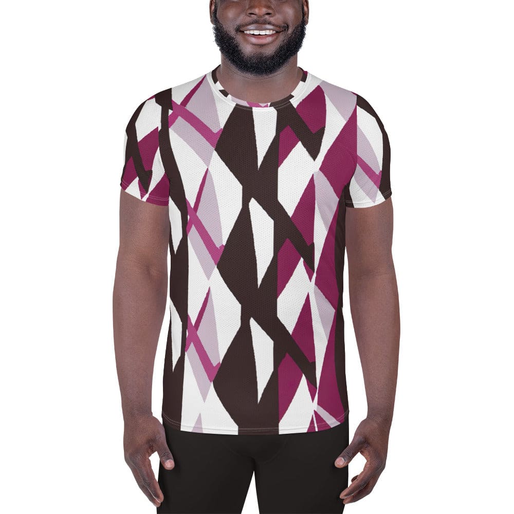 Mens Stretch Fit Athletic Sports T-shirt - Pink Mauve Pattern