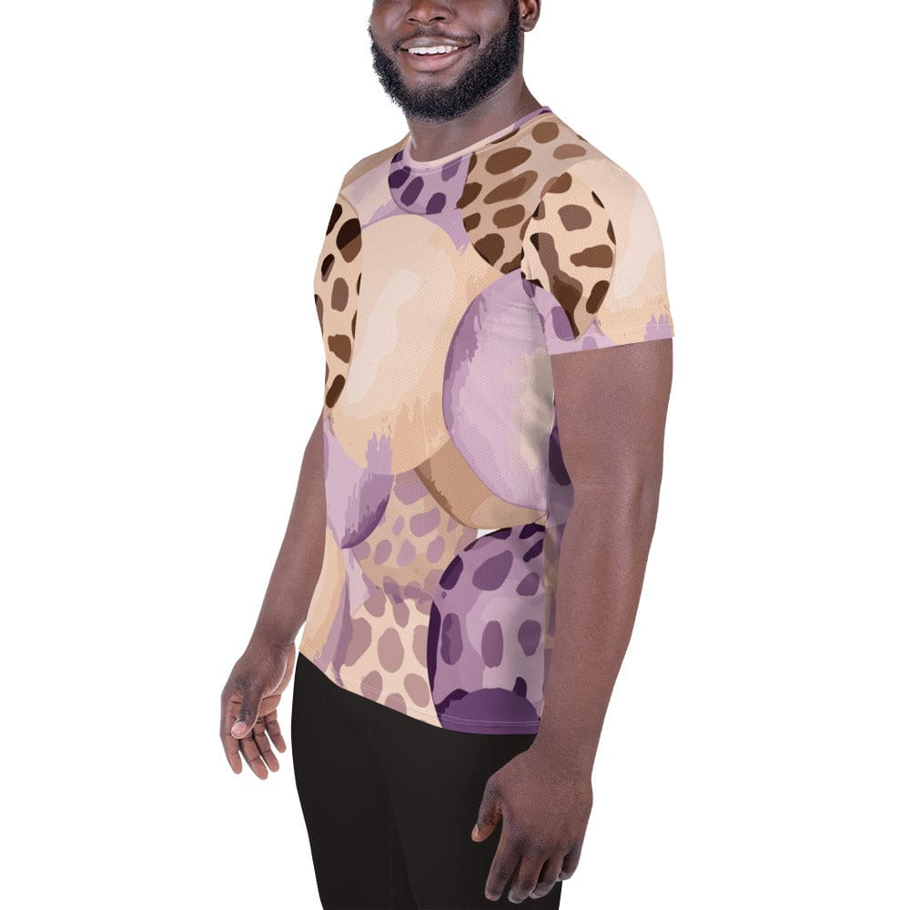Mens Stretch Fit Athletic Sports T-shirt - Purple Lavender Spotted Print