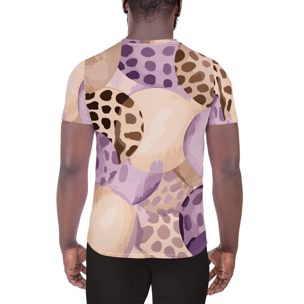Mens Stretch Fit Athletic Sports T-shirt - Purple Lavender Spotted Print