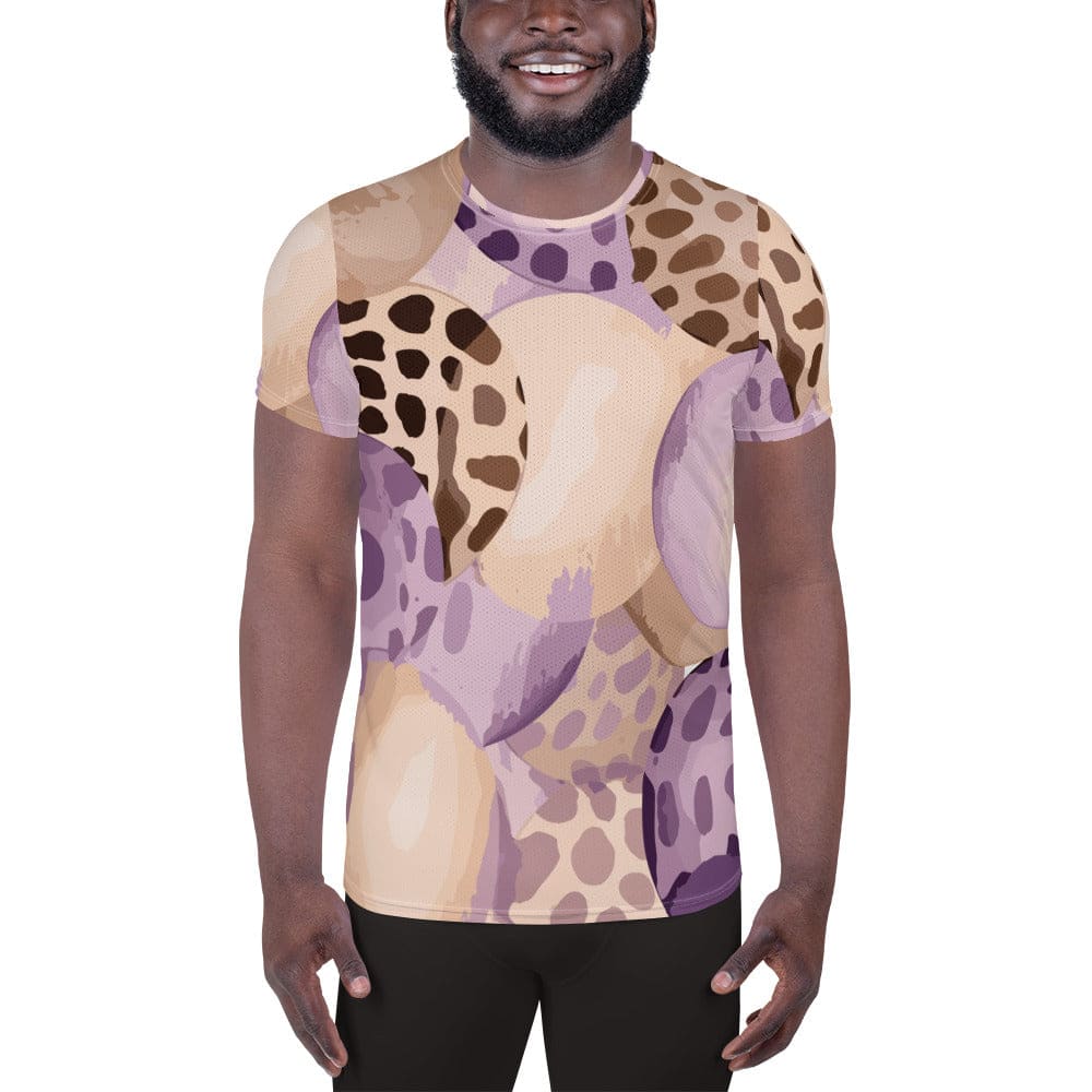Mens Stretch Fit Athletic Sports T-shirt - Purple Lavender Spotted Print