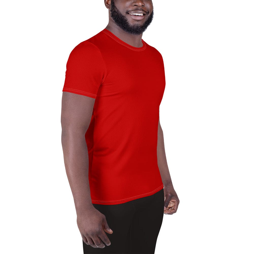 Mens Stretch Fit Athletic Sports T-shirt - Red