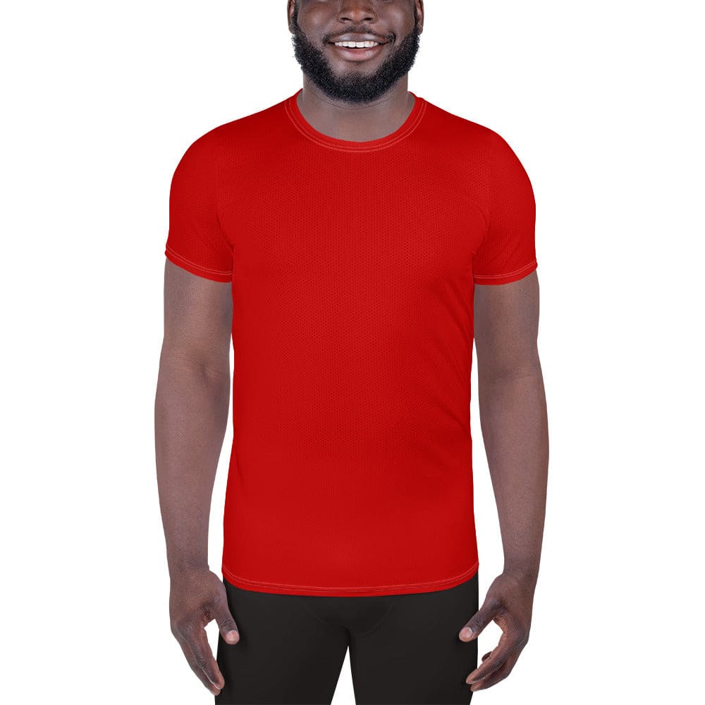 Mens Stretch Fit Athletic Sports T-shirt - Red
