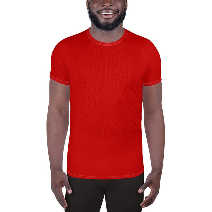 Mens Stretch Fit Athletic Sports T-shirt - Red