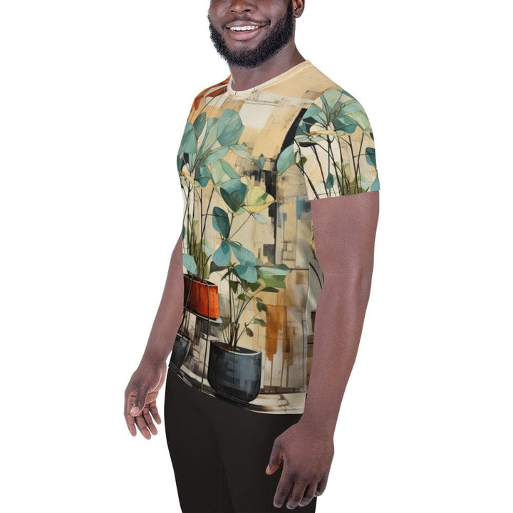 Mens Stretch Fit Athletic Sports T-shirt - Rustic Botanical Plants