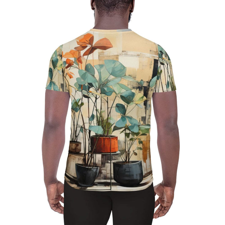 Mens Stretch Fit Athletic Sports T-shirt - Rustic Botanical Plants
