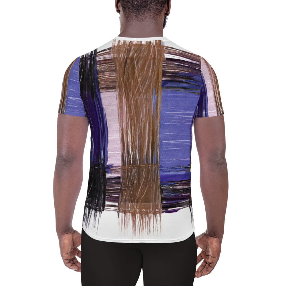 Mens Stretch Fit Athletic Sports T-shirt - Rustic Brown Interweave Print