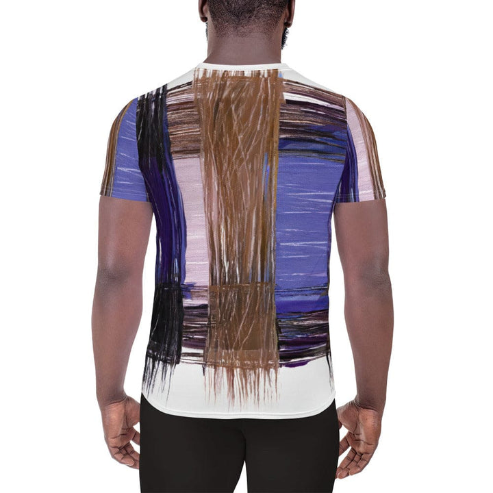 Mens Stretch Fit Athletic Sports T-shirt - Rustic Brown Interweave Print