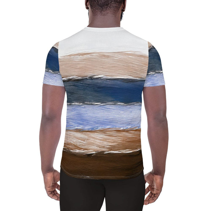 Mens Stretch Fit Athletic Sports T-shirt - Rustic Hues Pattern