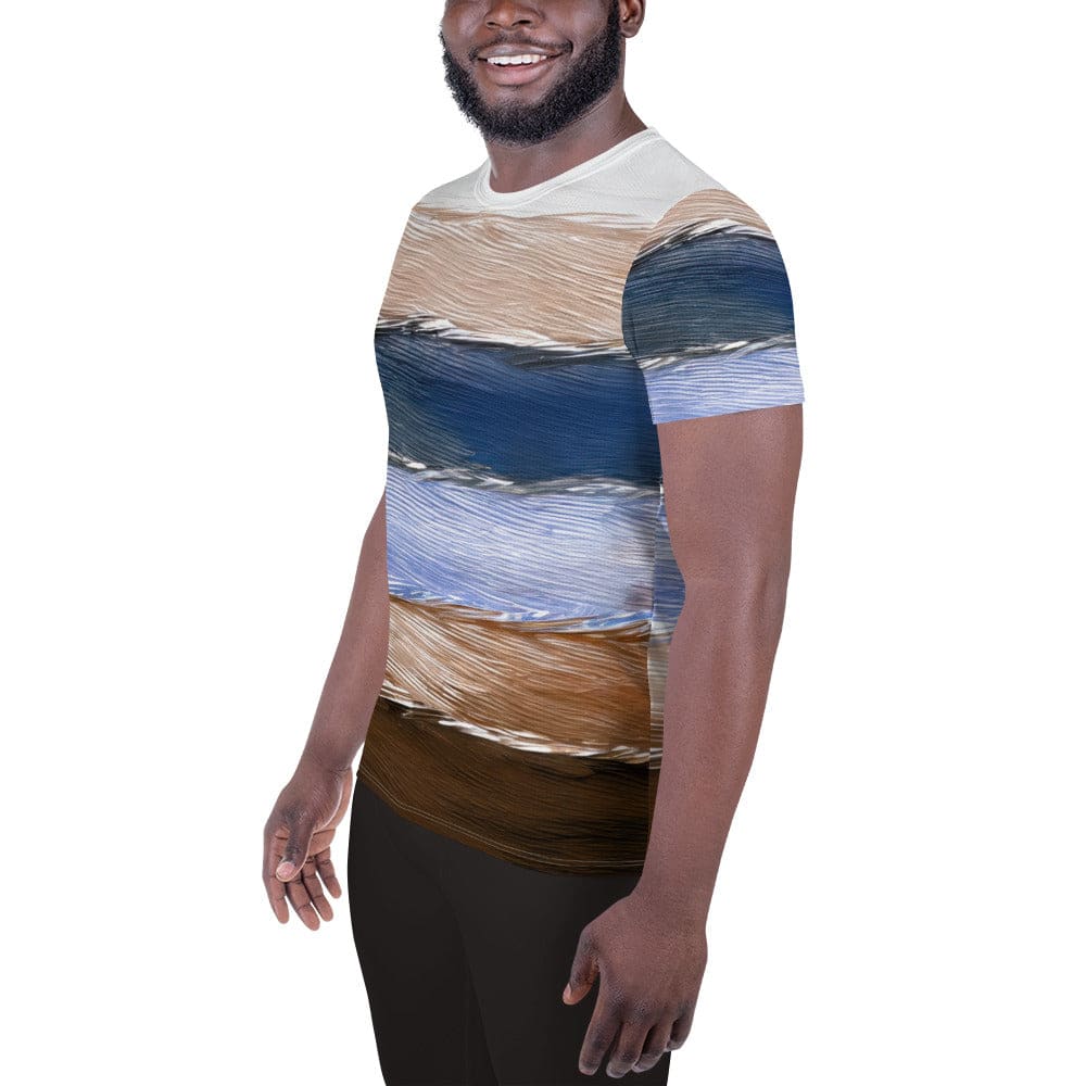 Mens Stretch Fit Athletic Sports T-shirt - Rustic Hues Pattern