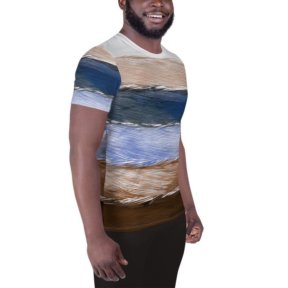 Mens Stretch Fit Athletic Sports T-shirt - Rustic Hues Pattern