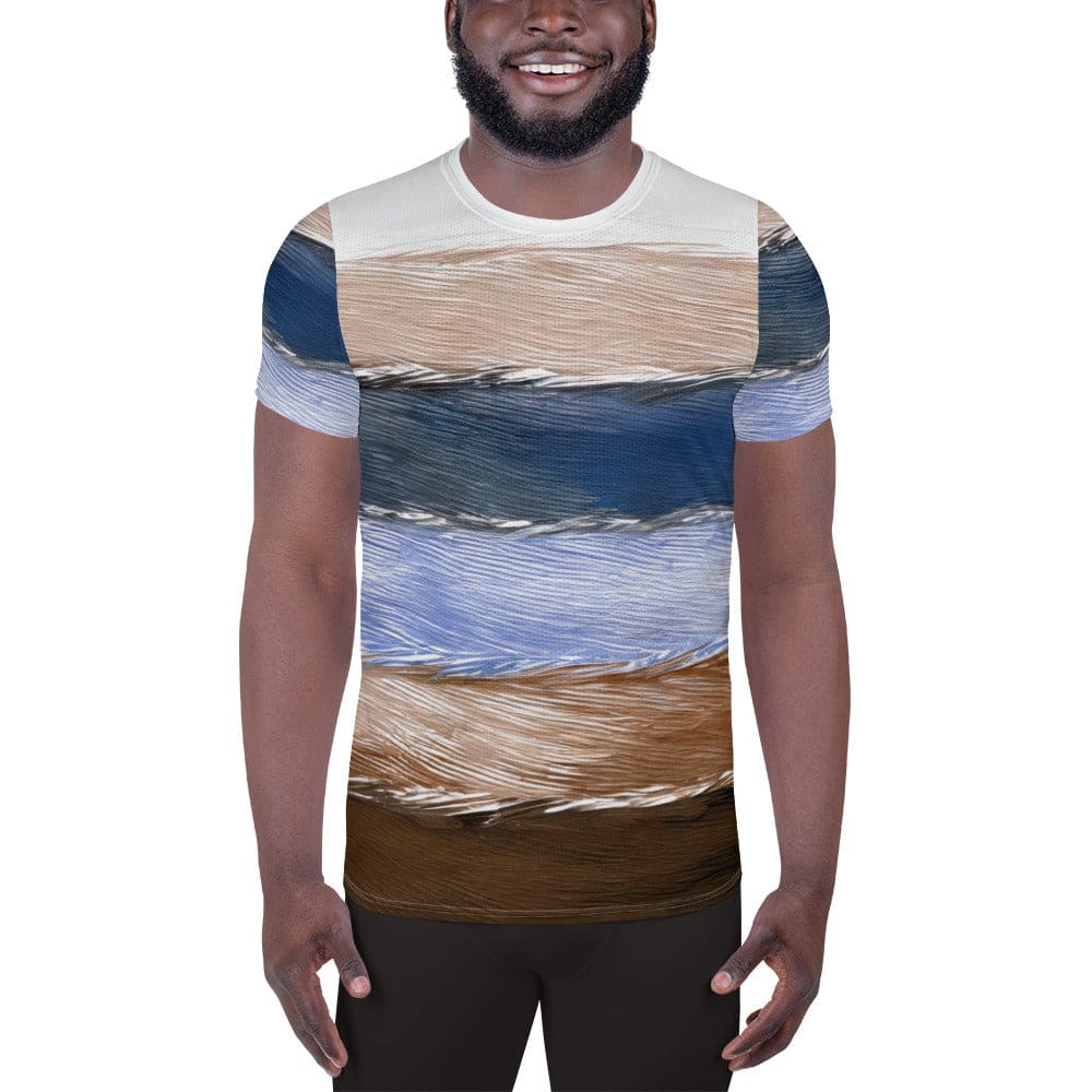Mens Stretch Fit Athletic Sports T-shirt - Rustic Hues Pattern