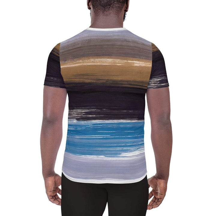 Mens Stretch Fit Athletic Sports T-shirt - Rustic Purple Brown Design