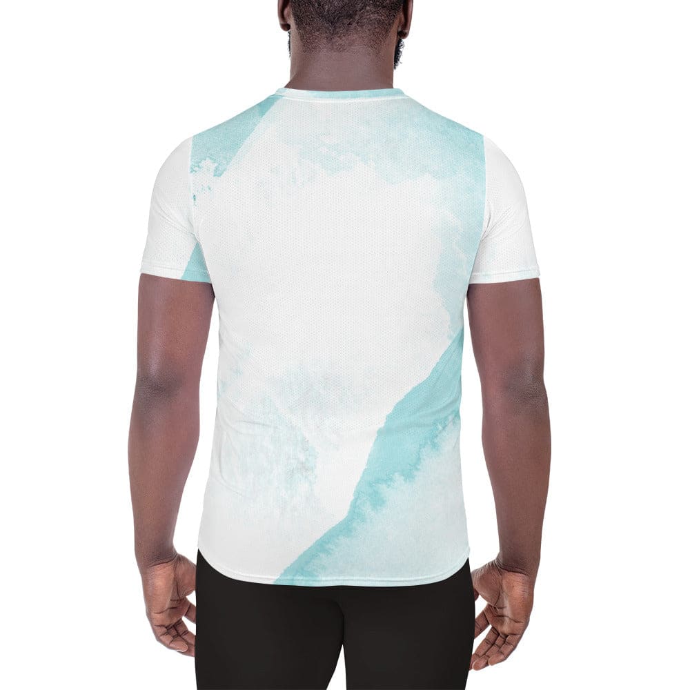 Mens Stretch Fit Athletic Sports T-shirt - Subtle Abstract Ocean Blue