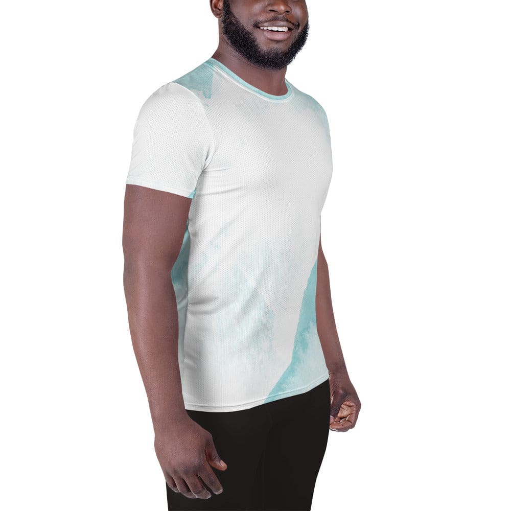 Mens Stretch Fit Athletic Sports T-shirt - Subtle Abstract Ocean Blue