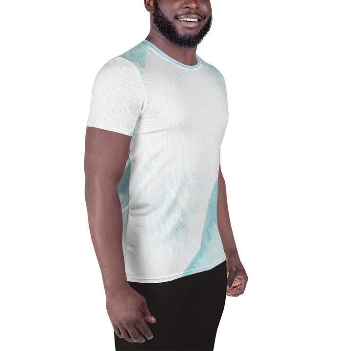 Mens Stretch Fit Athletic Sports T-shirt - Subtle Abstract Ocean Blue