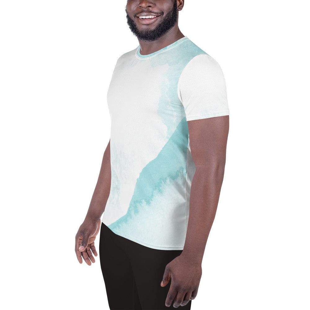 Mens Stretch Fit Athletic Sports T-shirt - Subtle Abstract Ocean Blue