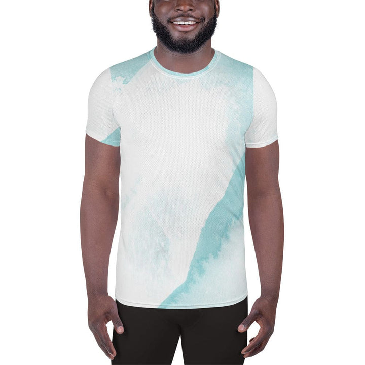 Mens Stretch Fit Athletic Sports T-shirt - Subtle Abstract Ocean Blue