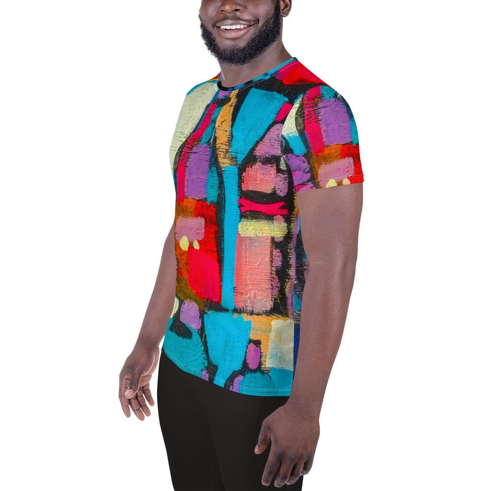 Mens Stretch Fit Athletic Sports T-shirt - Sutileza Red Multicolor