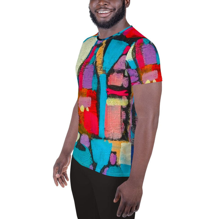 Mens Stretch Fit Athletic Sports T-shirt - Sutileza Red Multicolor