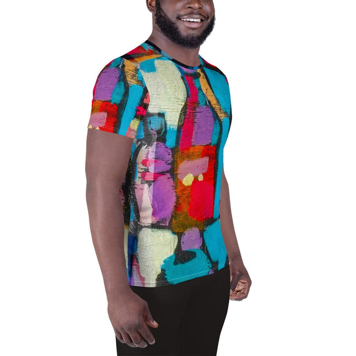 Mens Stretch Fit Athletic Sports T-shirt - Sutileza Red Multicolor