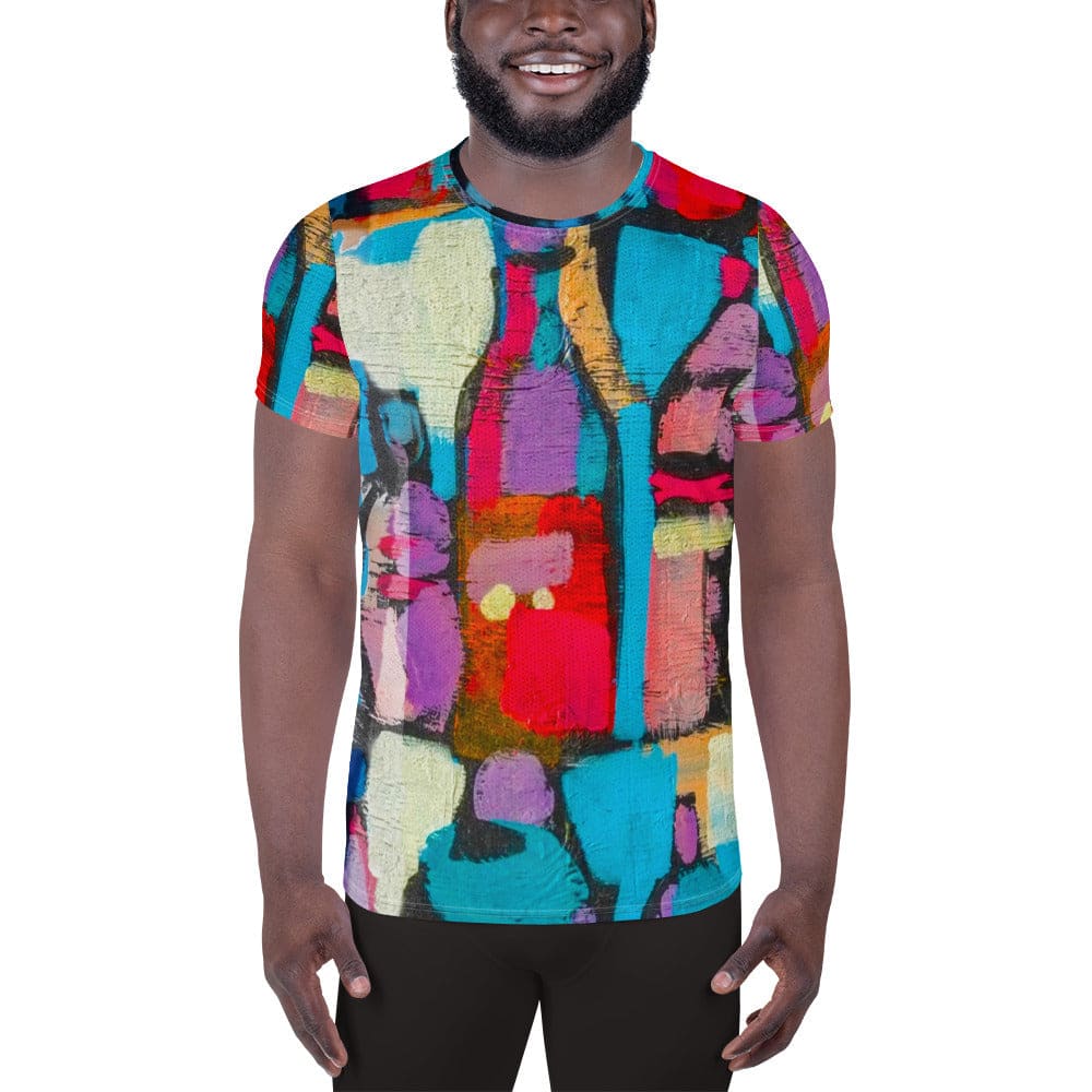 Mens Stretch Fit Athletic Sports T-shirt - Sutileza Red Multicolor