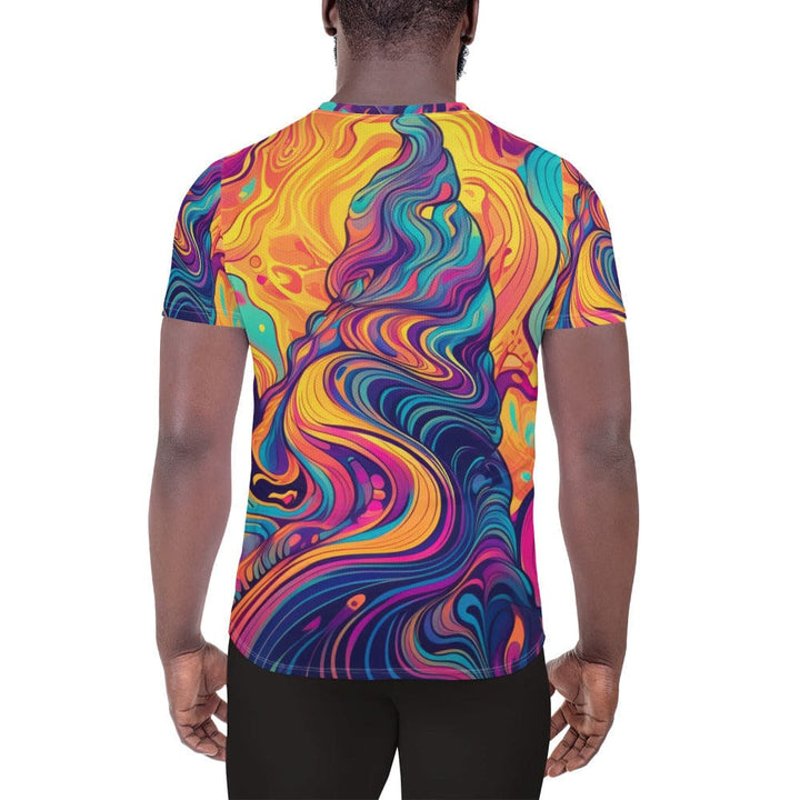 Mens Stretch Fit Athletic Sports T-shirt - Vibrant Psychedelic 3