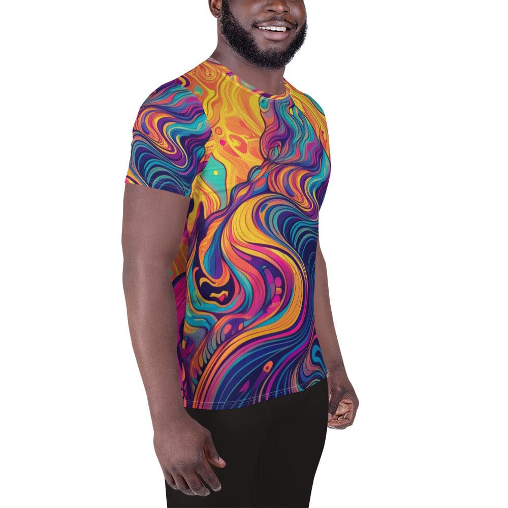 Mens Stretch Fit Athletic Sports T-shirt - Vibrant Psychedelic 3