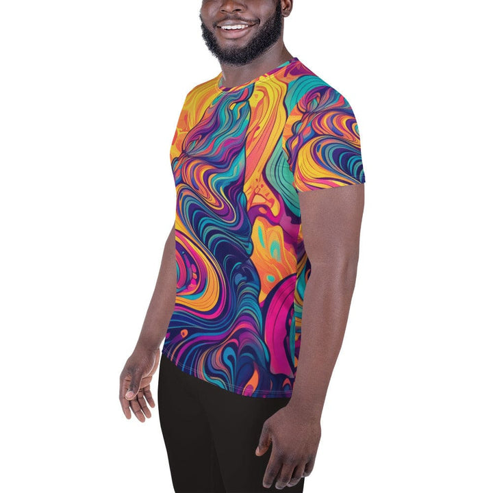 Mens Stretch Fit Athletic Sports T-shirt - Vibrant Psychedelic 3