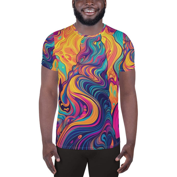 Mens Stretch Fit Athletic Sports T-shirt - Vibrant Psychedelic 3