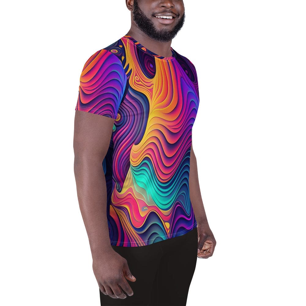 Mens Stretch Fit Athletic Sports T-shirt - Vibrant Psychedelic