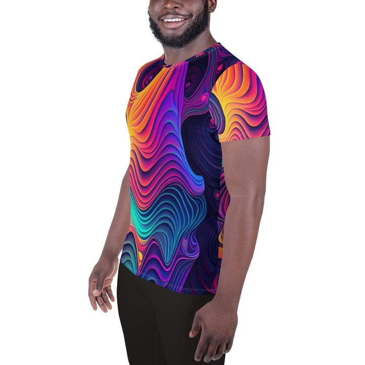 Mens Stretch Fit Athletic Sports T-shirt - Vibrant Psychedelic