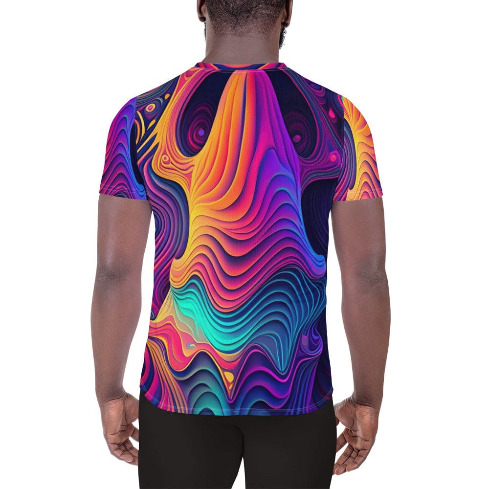 Mens Stretch Fit Athletic Sports T-shirt - Vibrant Psychedelic