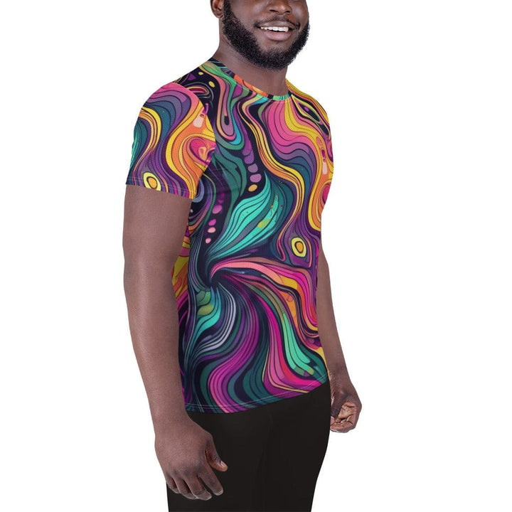 Mens Stretch Fit Athletic Sports T-shirt - Vibrant Psychedelic