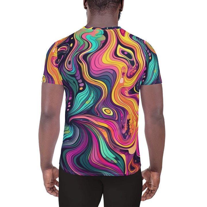 Mens Stretch Fit Athletic Sports T-shirt - Vibrant Psychedelic