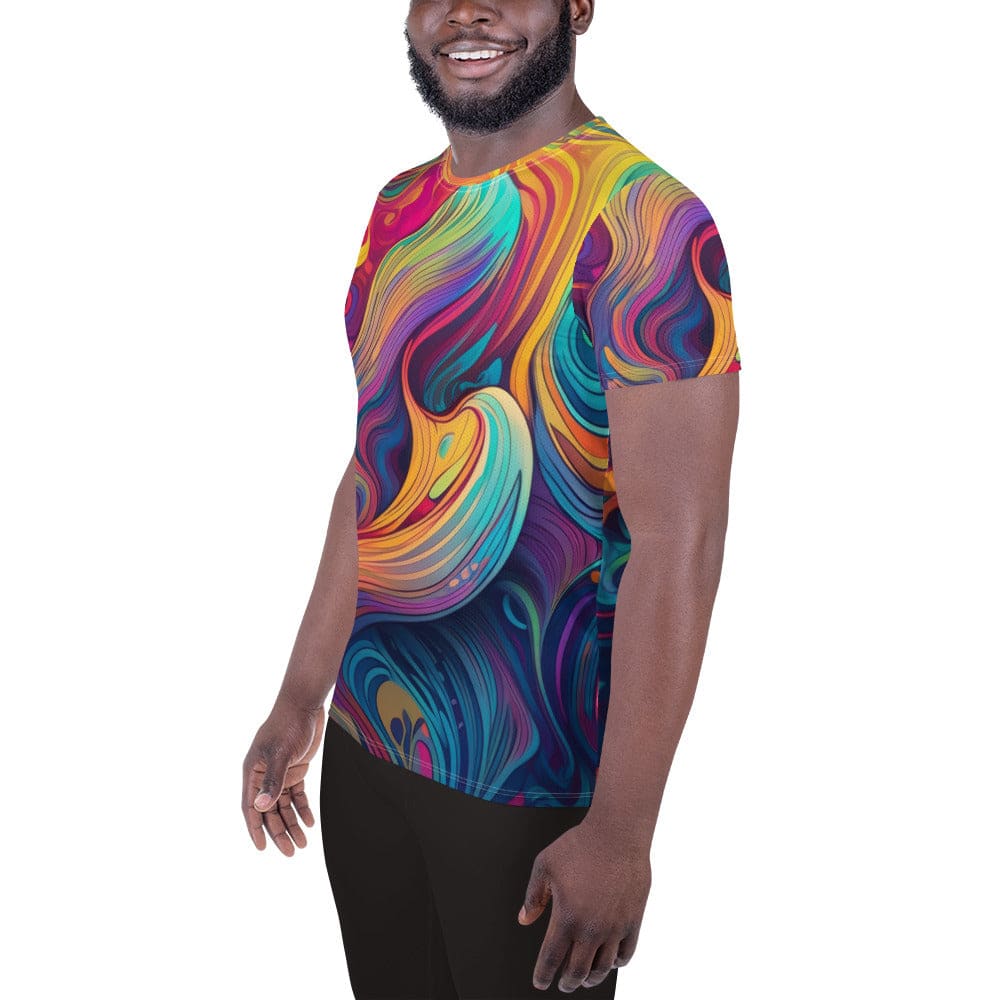 Mens Stretch Fit Athletic Sports T-shirt - Vibrant Psychedelic