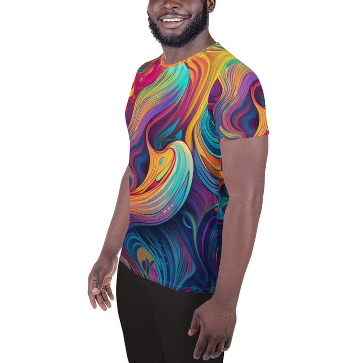 Mens Stretch Fit Athletic Sports T-shirt - Vibrant Psychedelic