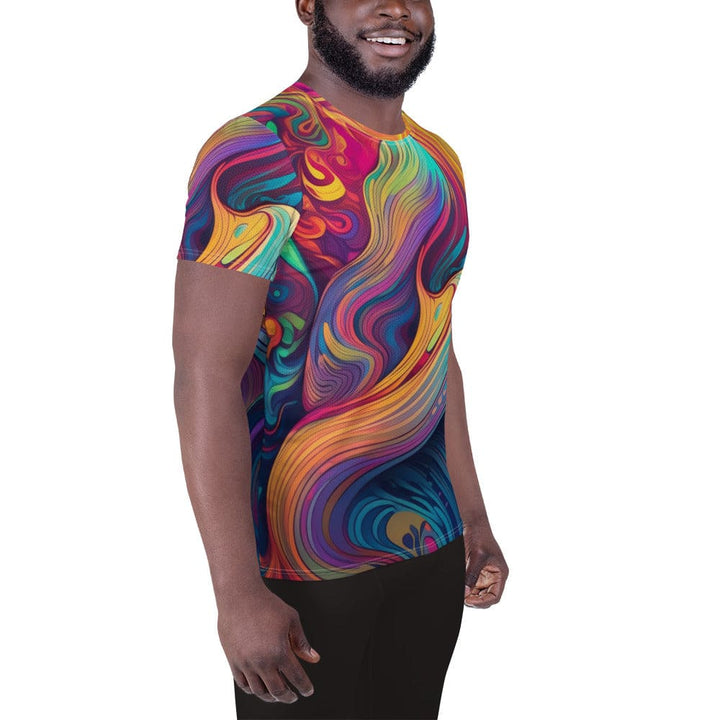 Mens Stretch Fit Athletic Sports T-shirt - Vibrant Psychedelic