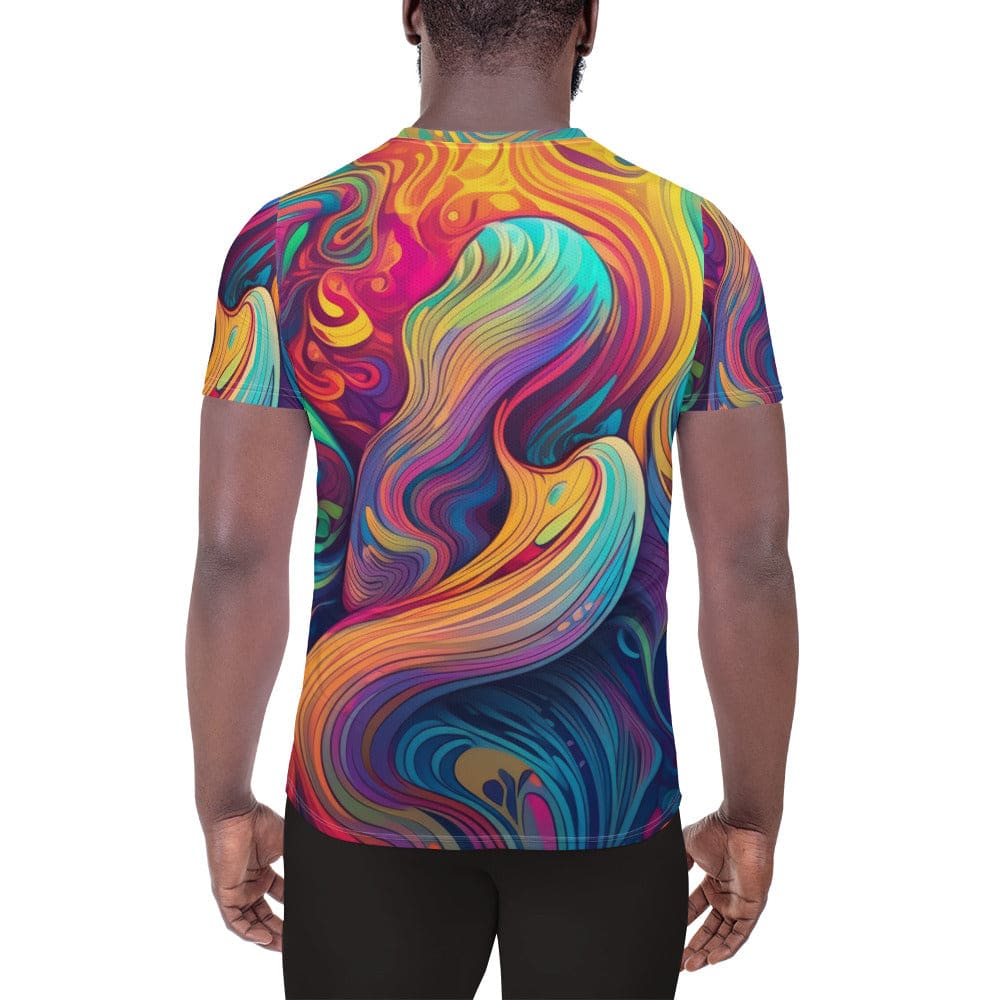 Mens Stretch Fit Athletic Sports T-shirt - Vibrant Psychedelic
