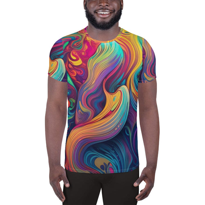 Mens Stretch Fit Athletic Sports T-shirt - Vibrant Psychedelic