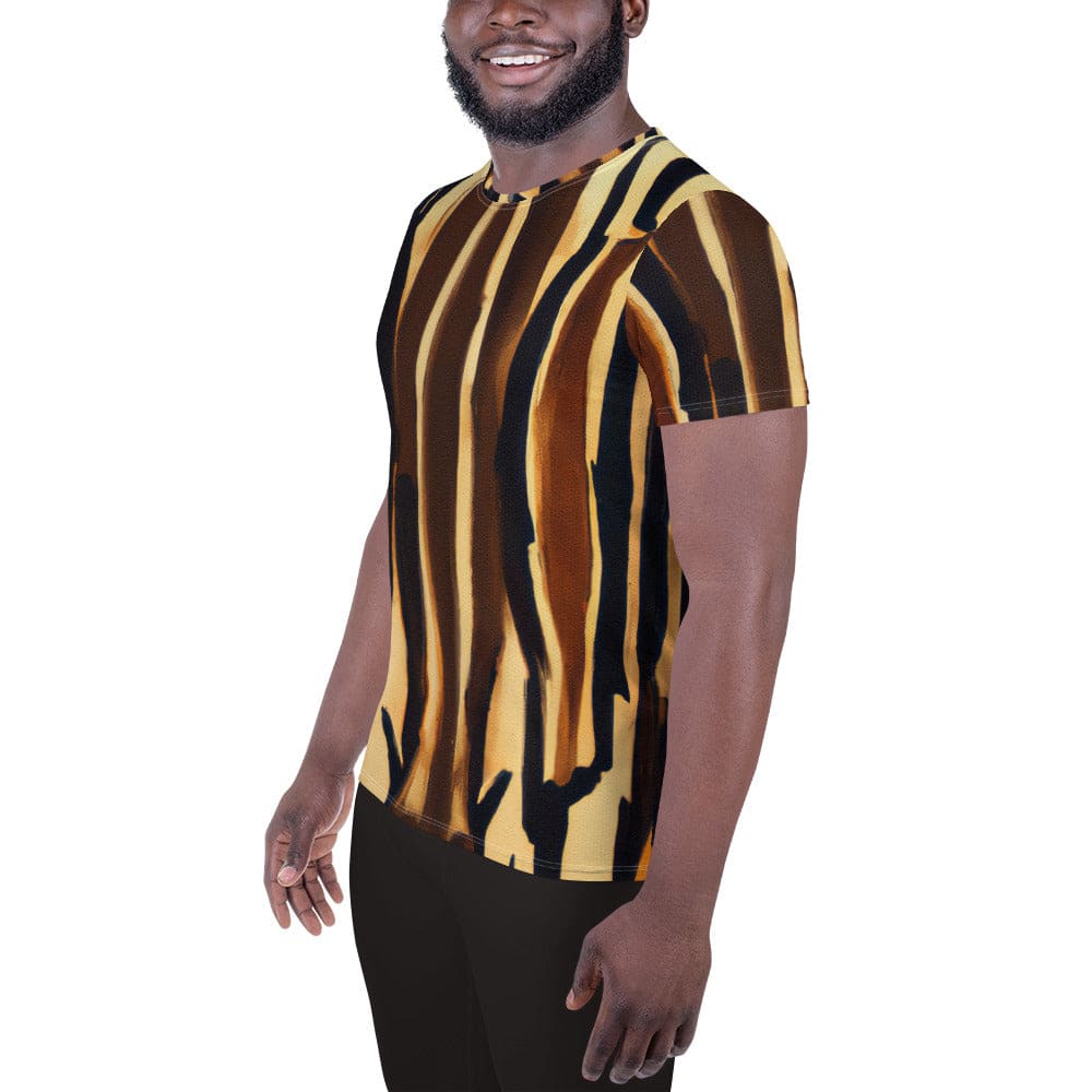 Mens Stretch Fit Athletic Sports T-shirt - Zorse Lines Print