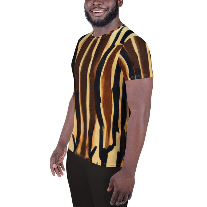 Mens Stretch Fit Athletic Sports T-shirt - Zorse Lines Print