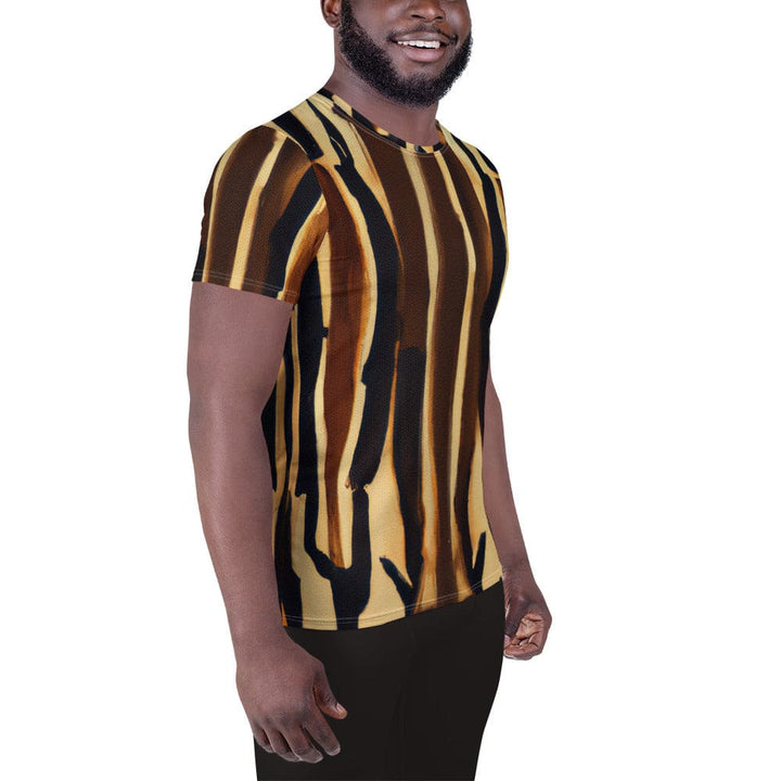 Mens Stretch Fit Athletic Sports T-shirt - Zorse Lines Print