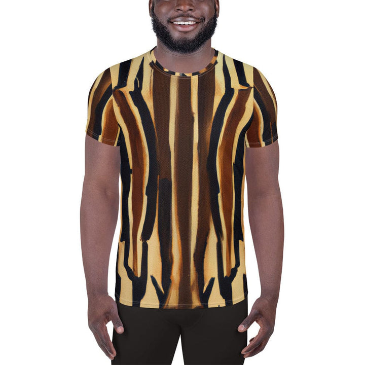 Mens Stretch Fit Athletic Sports T-shirt - Zorse Lines Print