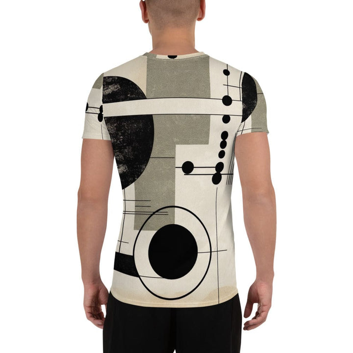 Mens Stretch Fit Athletic Sports T-shirt - Abstract Black Beige Brown
