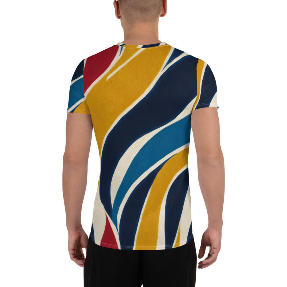 Mens Stretch Fit Athletic Sports T-shirt - Abstract Multicolor Swirl