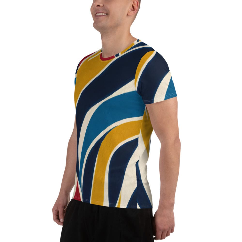 Mens Stretch Fit Athletic Sports T-shirt - Abstract Multicolor Swirl