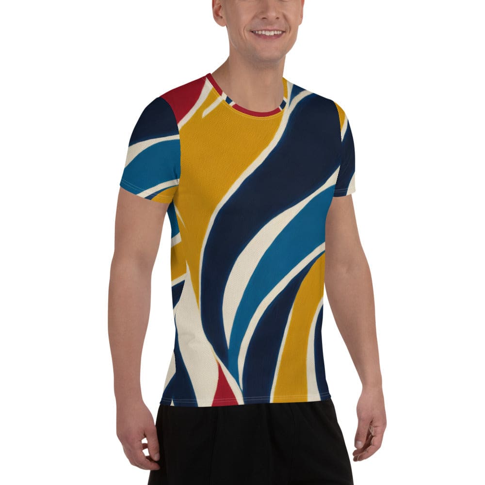 Mens Stretch Fit Athletic Sports T-shirt - Abstract Multicolor Swirl