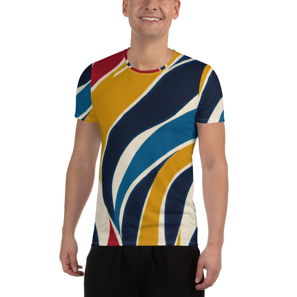 Mens Stretch Fit Athletic Sports T-shirt - Abstract Multicolor Swirl
